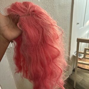 Lush pink human hair 4x4 wig
